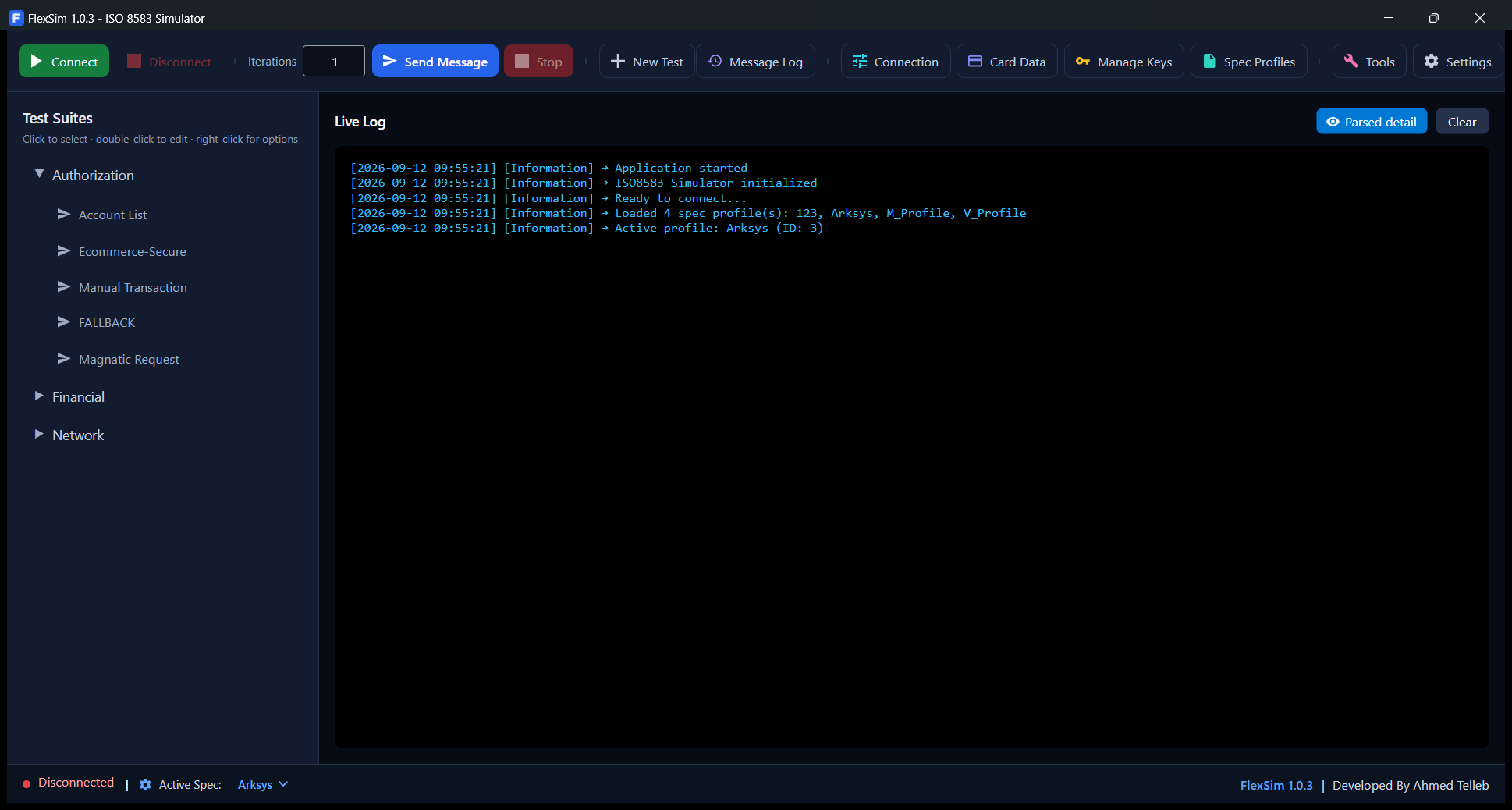 The main window in dark theme