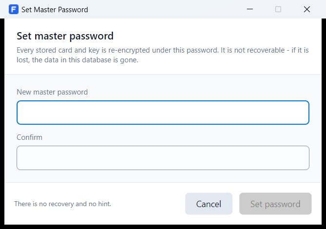 Setting a master password