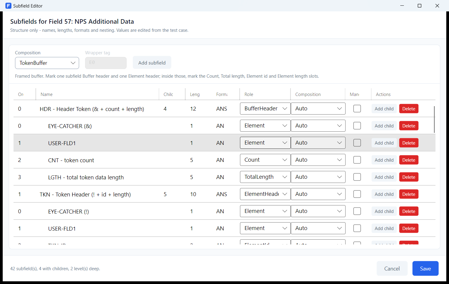The subfield editor for DE-57
