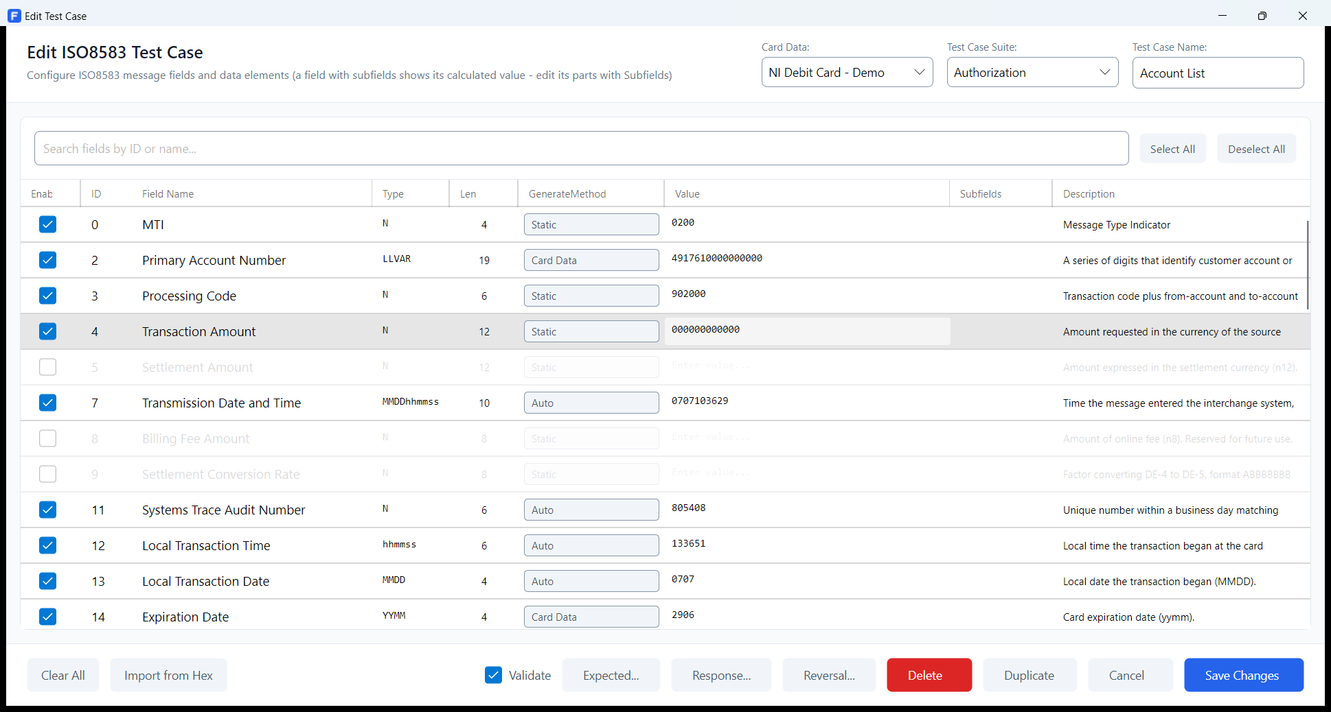 The test case editor