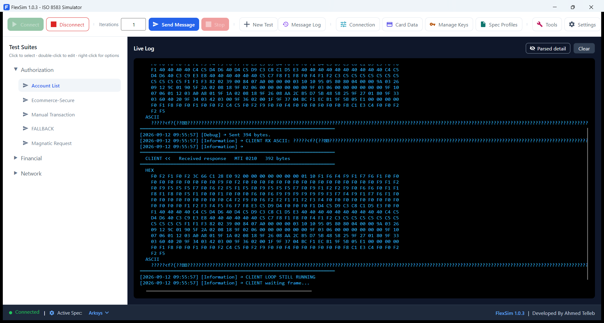 The live log with parsed detail switched off